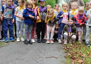Zdjęcie przedstawia dzieci podczas wycieczki do leśnictwa