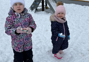 Zdjęcie przedstawia dzieci podczas zabaw na śniegu